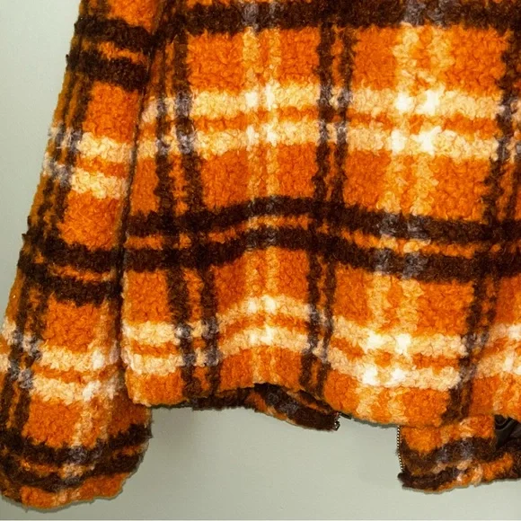 NWT apparis Francis Sherpa zip jacket plaid small orange‎ brown womens - Picture 11 of 13